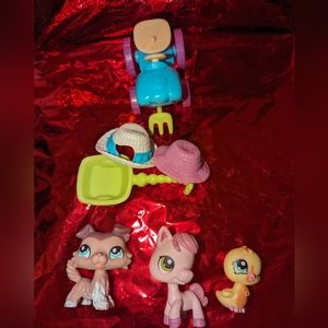#1329/1330/1331 littlest pet shop Collie , horse and chick farm set